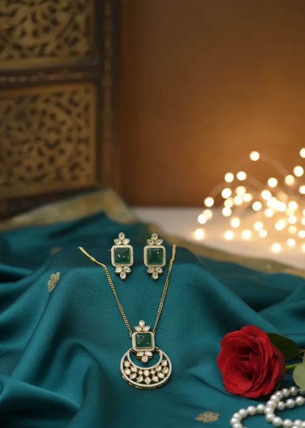 Green_Brass_Necklace_Set_For_Women